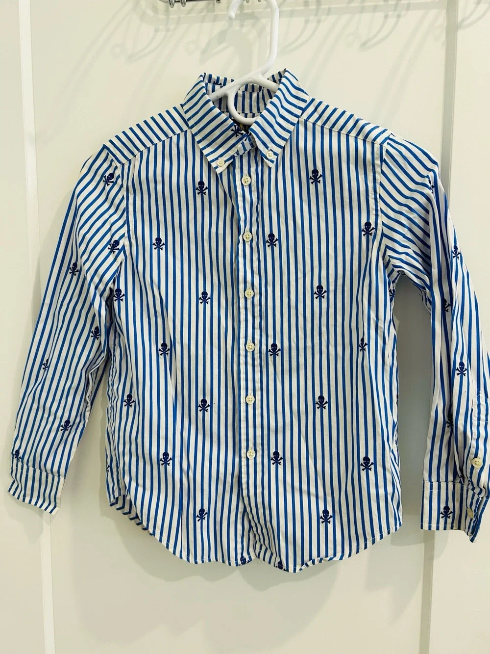 Ralph Lauren Striped Skull & Bones Long Sleeve Button Down Shirt |Size 8